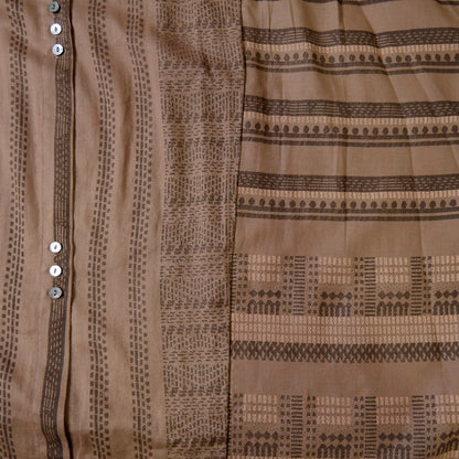 Cotton Stripe Print Stand Collar Shirt Dress