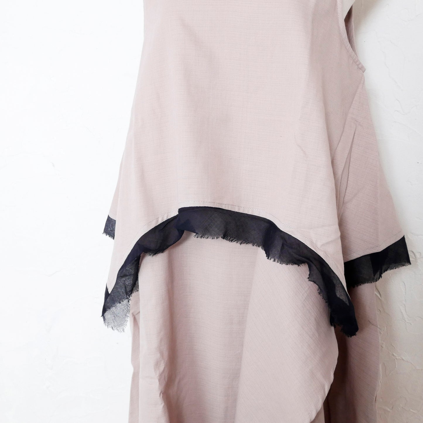 코튼 컬러 블록 레이어드 슬리브리스 드레스