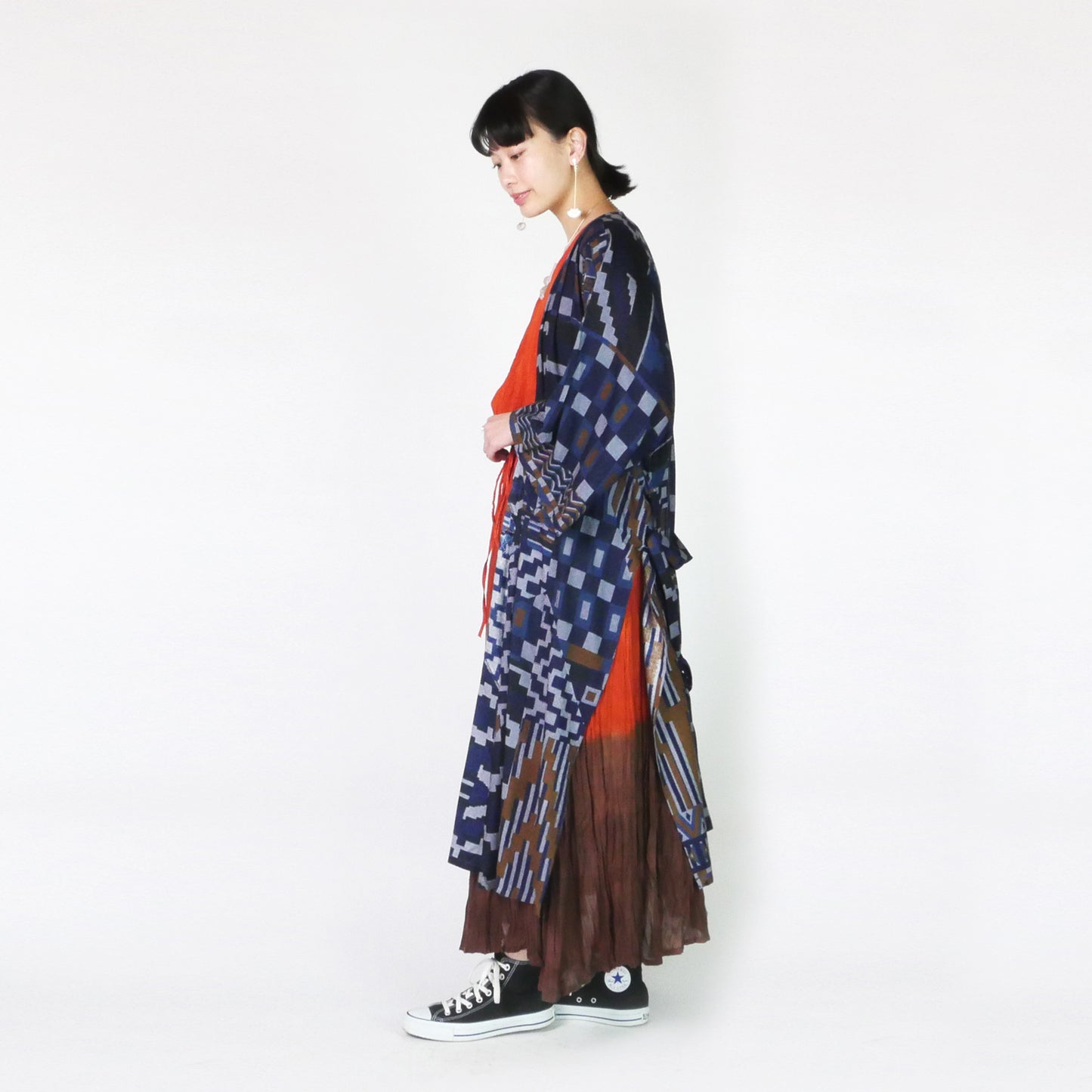Blusa kimono recta con estampado africano Ry Jacquard