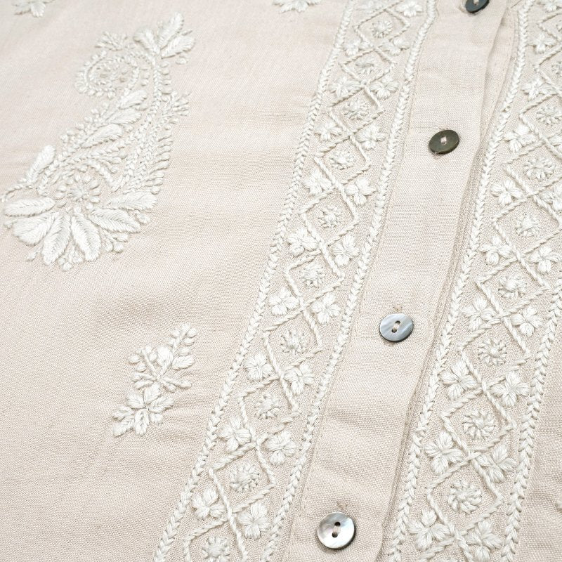 Linen-Blend Lucknow Embroidery Blouse N
