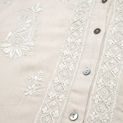 Linen-Blend Lucknow Embroidery Blouse N