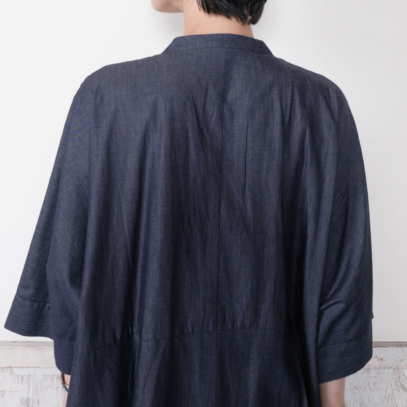 Denim Smocking Long Shirt