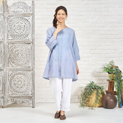 Lucknow Embroidery Front-Open Tunic Blouse