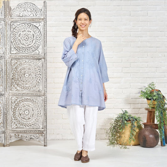 Lucknow Embroidery Front-Open Tunic Blouse