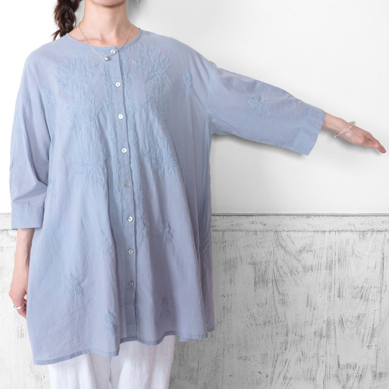 Lucknow Embroidery Front-Open Tunic Blouse