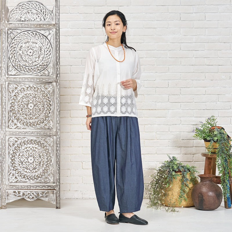 Cotton Hem Lace Blouse