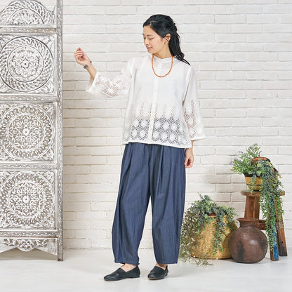 Cotton Hem Lace Blouse