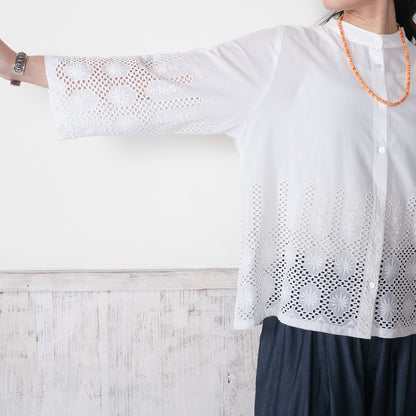 Cotton Hem Lace Blouse