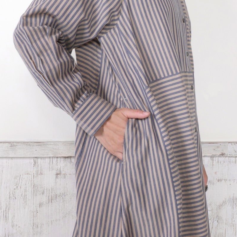 Stripe Button-Front Dress