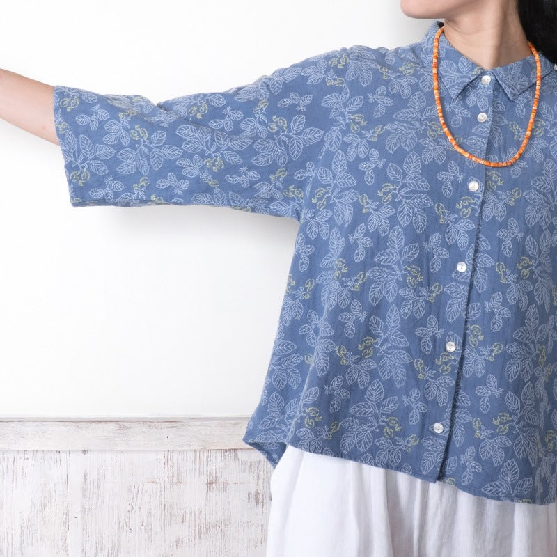 Leaf Embroidery Shirt