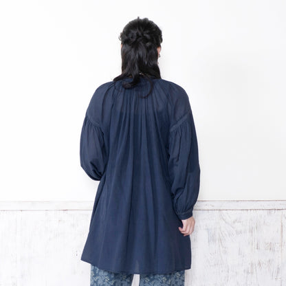 Cotton Gauze Shirring Gather Blouse
