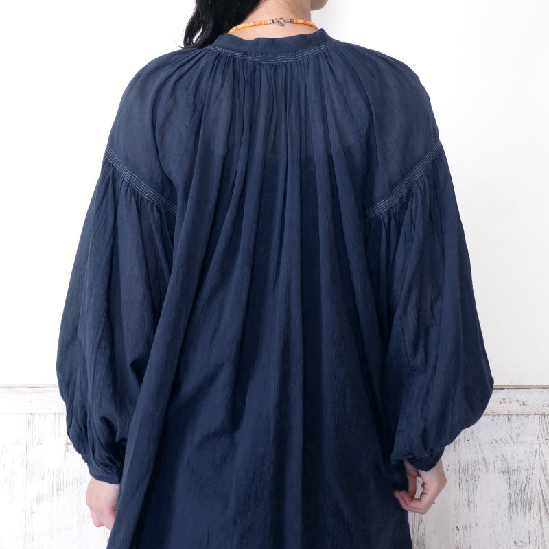 Cotton Gauze Shirring Gather Blouse