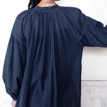 Cotton Gauze Shirring Gather Blouse