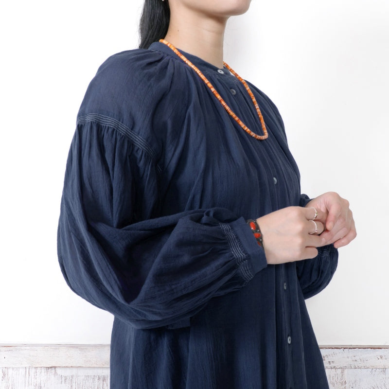 Cotton Gauze Shirring Gather Blouse