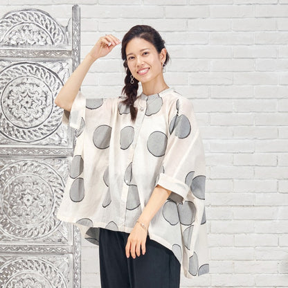 Dot Jacquard Wide Blouse