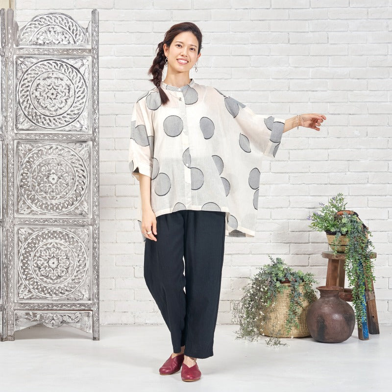 Dot Jacquard Wide Blouse
