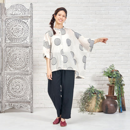 Dot Jacquard Wide Blouse