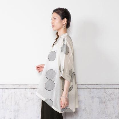Dot Jacquard Wide Blouse
