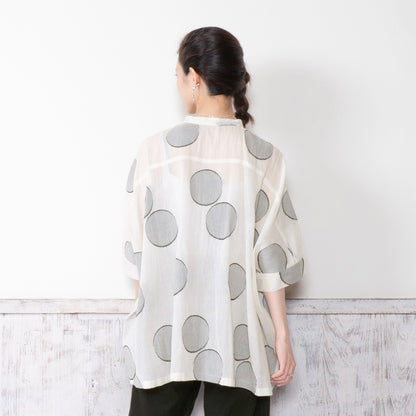 Dot Jacquard Wide Blouse