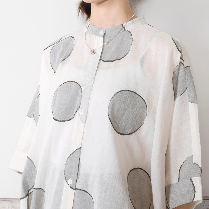 Dot Jacquard Wide Blouse