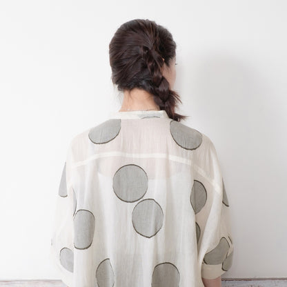 Dot Jacquard Wide Blouse