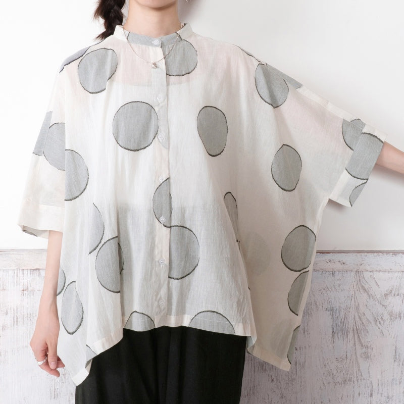 Dot Jacquard Wide Blouse