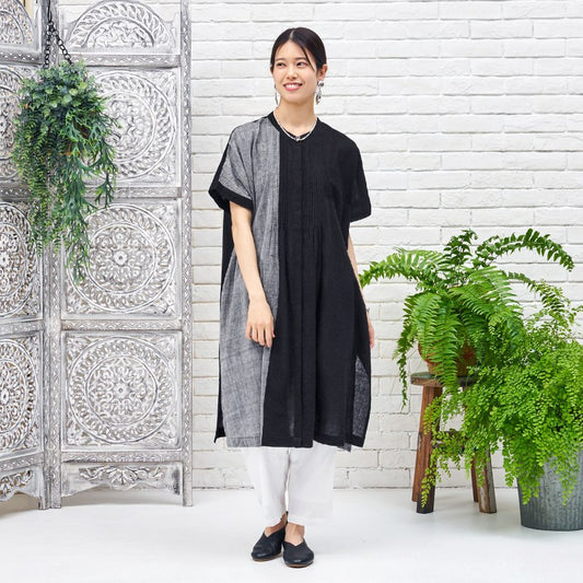 Khadi Border Front-Open Dress
