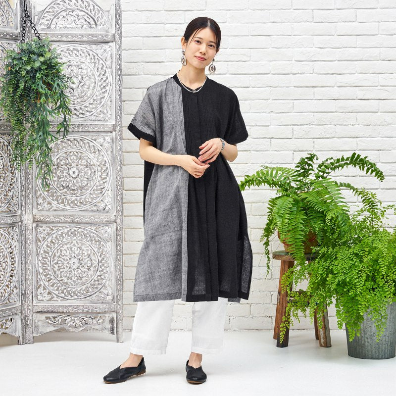 Khadi Border Front-Open Dress