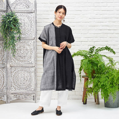 Khadi Border Front-Open Dress