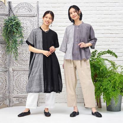 Khadi Border Front-Open Dress