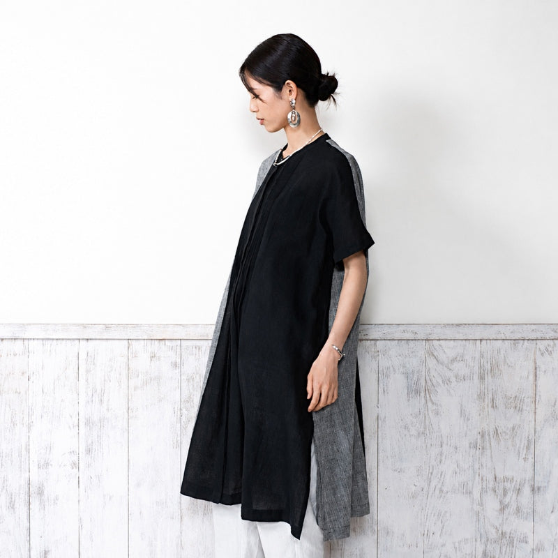 Khadi Border Front-Open Dress