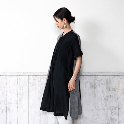 Khadi Border Front-Open Dress