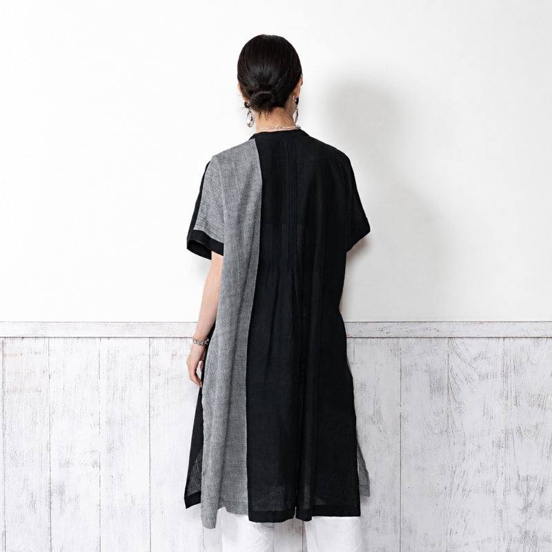 Khadi Border Front-Open Dress
