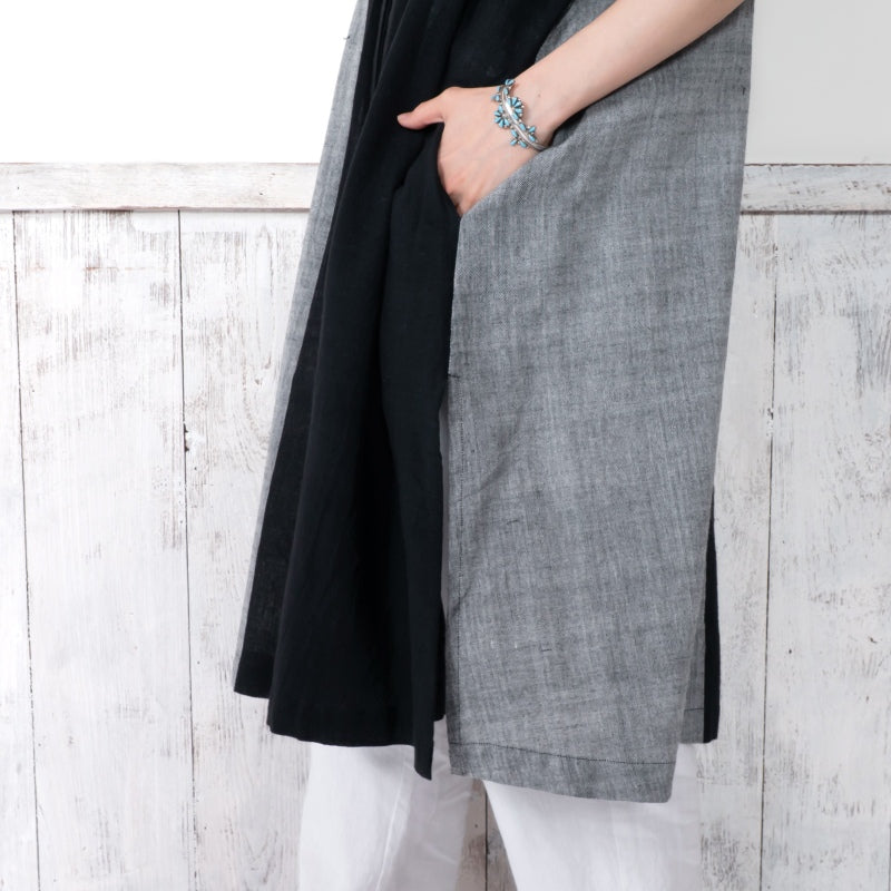 Khadi Border Front-Open Dress
