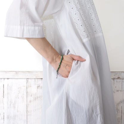 Cotton Dot Lace Combo Front Open Dress