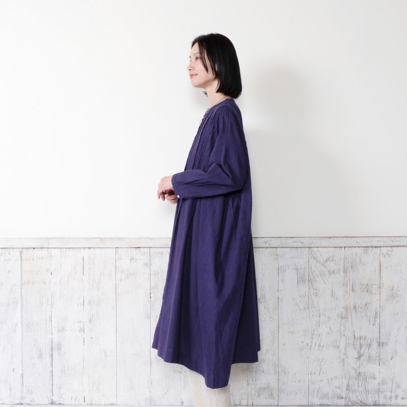 Linen-Blend Pintuck Front Open Dress