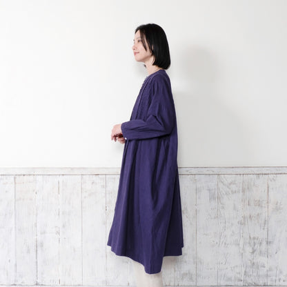 Linen-Blend Pintuck Front Open Dress