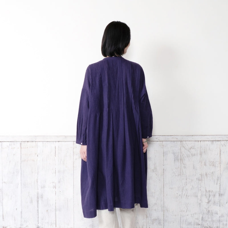 Linen-Blend Pintuck Front Open Dress
