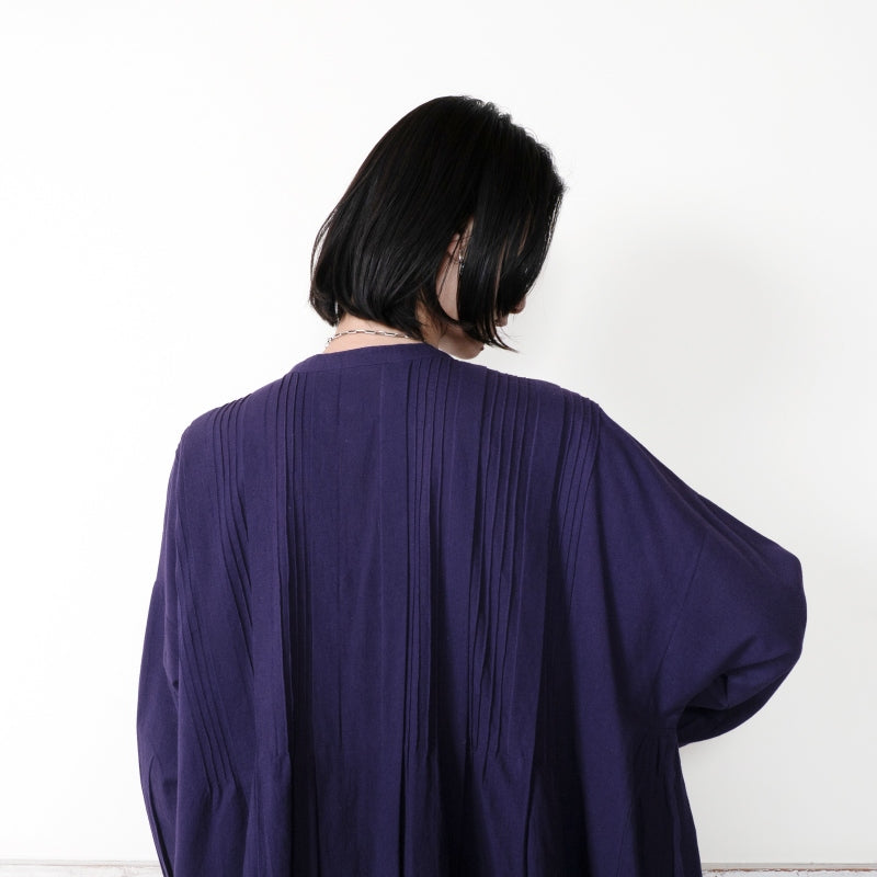 Linen-Blend Pintuck Front Open Dress