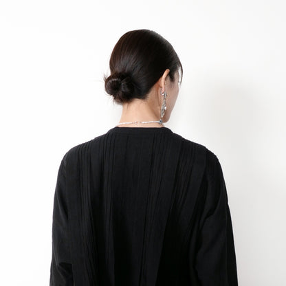 Linen-Blend Pintuck Short Blouse