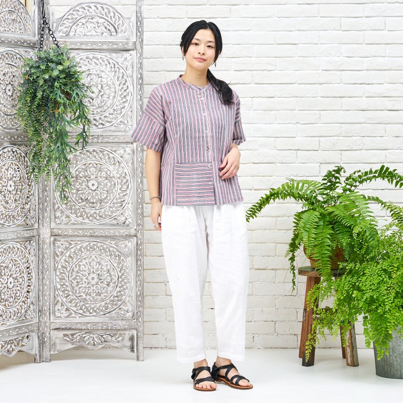 Block Print Stripe Short Blouse