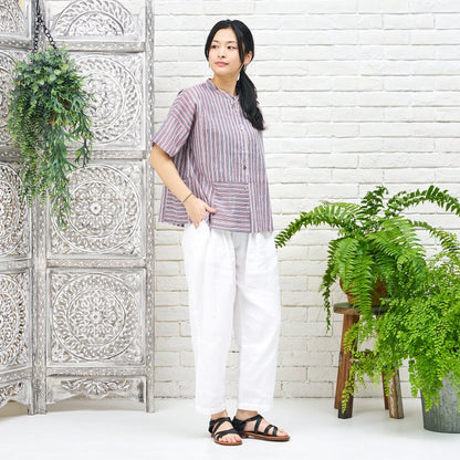 Block Print Stripe Short Blouse