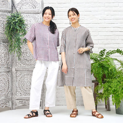 Block Print Stripe Short Blouse