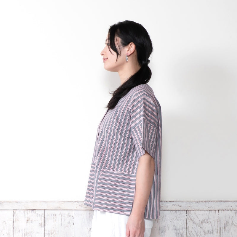 Block Print Stripe Short Blouse