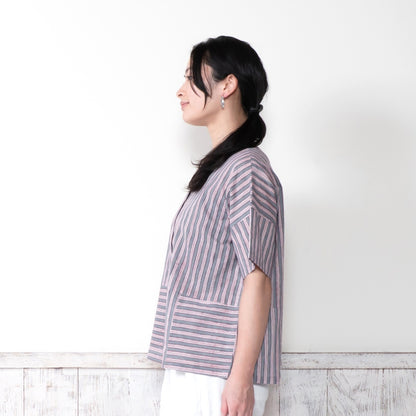 Block Print Stripe Short Blouse