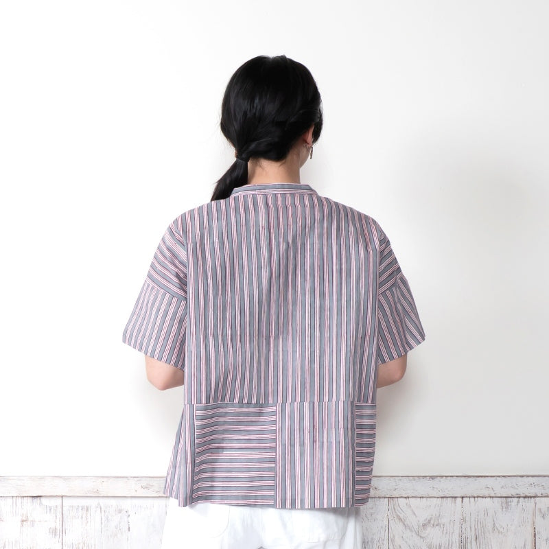 Block Print Stripe Short Blouse