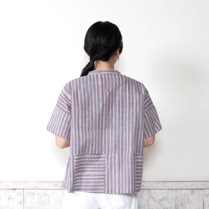 Block Print Stripe Short Blouse