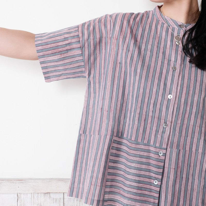 Block Print Stripe Short Blouse