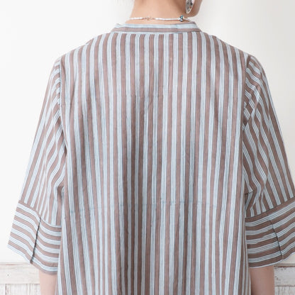 Block Print Stripe Front Open Dress