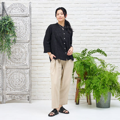 Cotton Jacquard Combo Blouse